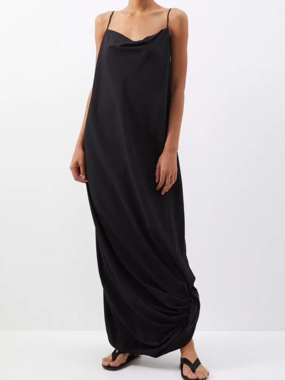 The Row Kapalua Black Cowl-Neck Slip Maxi Dress - size 2 NWT